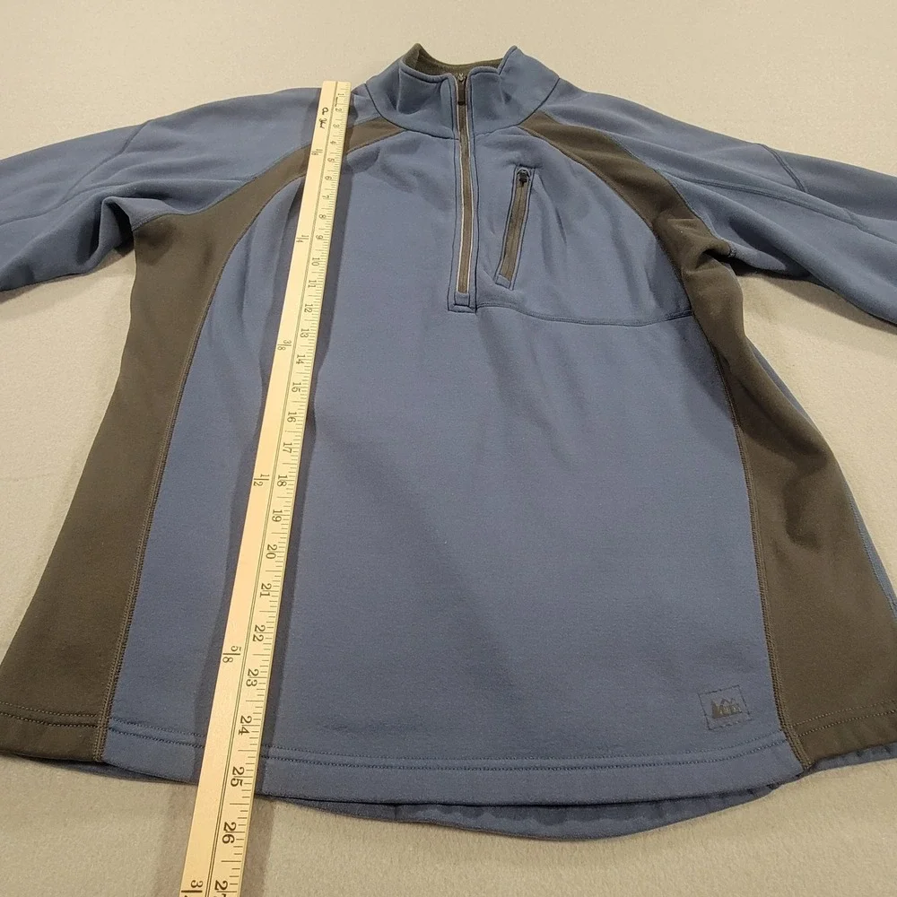 REI Quarter Zip Fleece Pullover‎ Jacket Blue Black Mens Large Outdoor Gorpcore